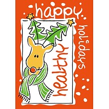 Happy Holidays Healthy Reindeer Holiday Greeting Cards, With A7 Envelopes, 7 x 5, 25 Cards per Set