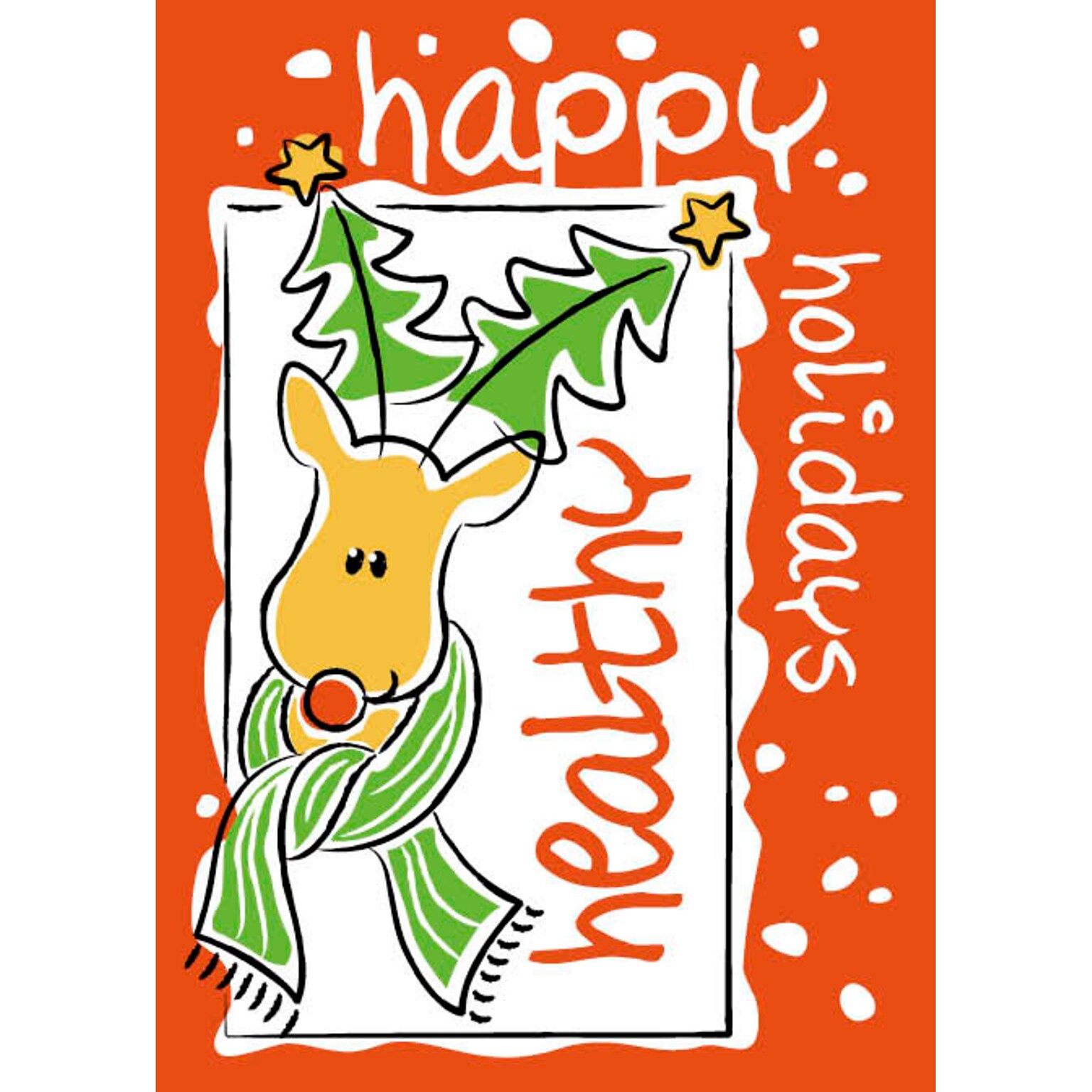 Happy Holidays Healthy Reindeer Holiday Greeting Cards, With A7 Envelopes, 7 x 5, 25 Cards per Set