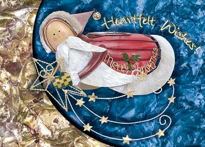 Heartfelt Wishes Santa Angel Holiday Greeting Cards, With A7 Envelopes, 7 x 5, 25 Cards per Set