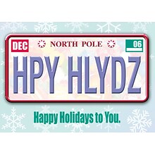 North Pole License Plate Holiday Greeting Cards, With A7 Envelopes, 7 x 5, 25 Cards per Set