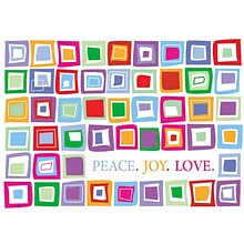 Peace, Joy, Love Geometric Squares Greeting Cards, With A7 Envelopes, 7 x 5, 25 Cards per Set