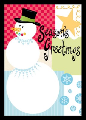 Seasons Greetings Snowman Holiday Greeting Cards, With A7 Envelopes, 7 x 5, 25 Cards per Set
