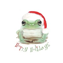 Hoppy Holidays Frog With Santa Hat Holiday Greeting Cards, With A7 Envelopes, 7 x 5, 25 Cards per