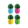 Amscan Luau Honeycomb Pineapple Centerpieces, Pink/Green/Yellow/Blue, 4/Pack (290058)
