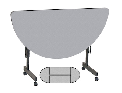 Correll 24W x 48L, Half-Round Adjustable Training Table Gray Granite (FT2448MRA-15)