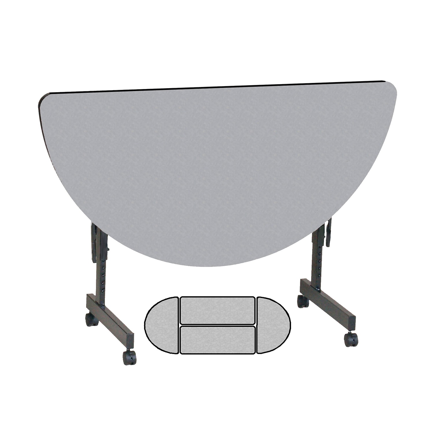 Correll 24W x 48L, Half-Round Adjustable Training Table Gray Granite (FT2448MRA-15)