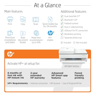 HP ENVY 6455e Wireless Color All-in-One Printer Includes 6 months of FREE Ink with HP+ (223R1A)