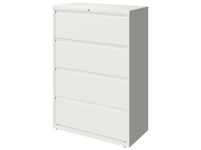 Hirsh HL10000 Series 4-Drawer Lateral File Cabinet, Locking, Letter/Legal, White, 36" (23702)