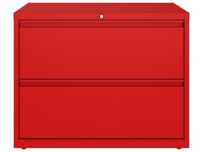 Hirsh HL10000 Series 2-Drawer Lateral File Cabinet, Locking, Letter/Legal, Lava Red, 36 (24249)