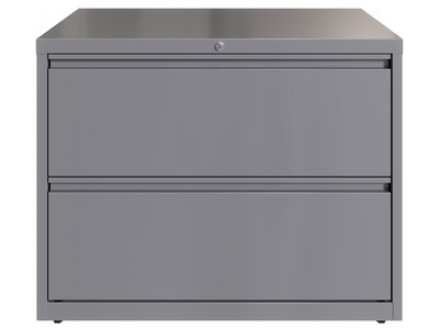 Hirsh HL10000 Series 2-Drawer Lateral File Cabinet, Locking, Letter/Legal, Arctic Silver, 36" (23744)