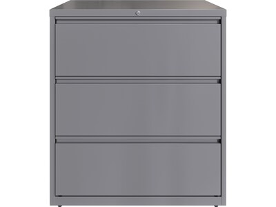 Hirsh HL10000 Series 3-Drawer Lateral File Cabinet, Locking, Letter/Legal, Arctic Silver, 36 (23745