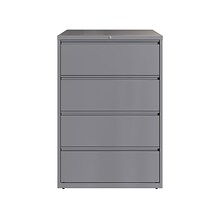 Hirsh HL10000 Series 4-Drawer Lateral File Cabinet, Locking, Letter/Legal, Arctic Silver, 36 (23746