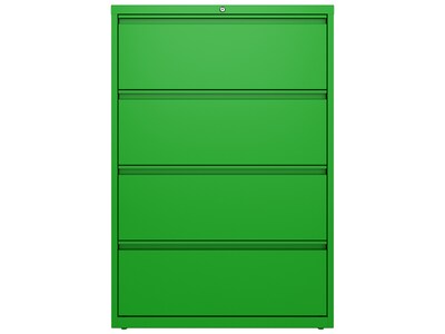 Hirsh HL10000 Series 4-Drawer Lateral File Cabinet, Locking, Letter/Legal, Screaming Green, 36" (24256)