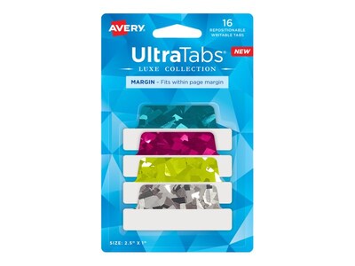 Avery UltraTabs Luxe Collection Write & Erase Margin Tabs, Assorted Colors, 16 Tabs/Pack (74147)