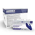 Ammex Professional Series Powder Free Nitrile Exam Gloves, Latex Free, XL, Indigo, 100/Box, 10/Carto