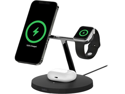 Belkin BOOST CHARGE PRO 3-in-1 Wireless Charger for iPhone 12, Black (WIZ009ttBK)