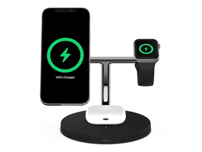 Belkin BOOST CHARGE PRO 3-in-1 Wireless Charger for iPhone 12, Black (WIZ009ttBK)