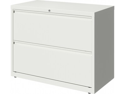 Hirsh HL10000 Series 2-Drawer Lateral File Cabinet, Locking, Letter/Legal, White, 36" (23700)
