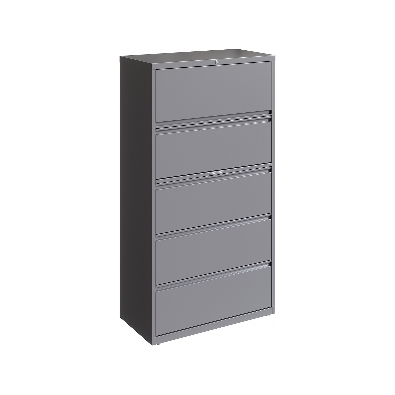 Hirsh HL10000 Series 5-Drawer Lateral File Cabinet, Locking, Letter/Legal, Arctic Silver, 36 (23747)