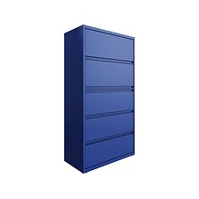 Hirsh HL10000 Series 5-Drawer Lateral File Cabinet, Locking, Letter/Legal, Classic Blue, 36 (24260)