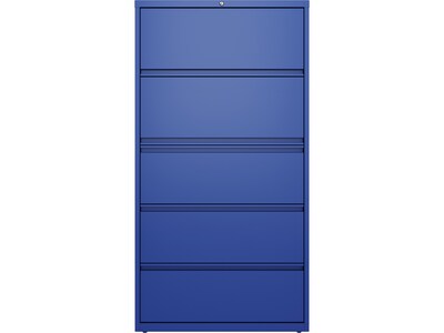 Hirsh HL10000 Series 5-Drawer Lateral File Cabinet, Locking, Letter/Legal, Classic Blue, 36" (24260)