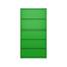 Hirsh HL10000 Series 5-Drawer Lateral File Cabinet, Locking, Letter/Legal, Screaming Green, 36 (242