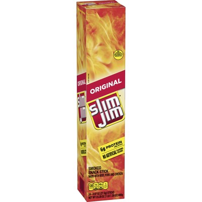 Slim Jim Original Smoked Beef Meat Stick, .97 oz., 24/Box (209-00657)