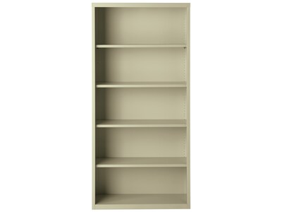 Hirsh HL8000 Series 72H 5-Shelf Bookcase with Adjustable Shelves, Putty Steel (21995)