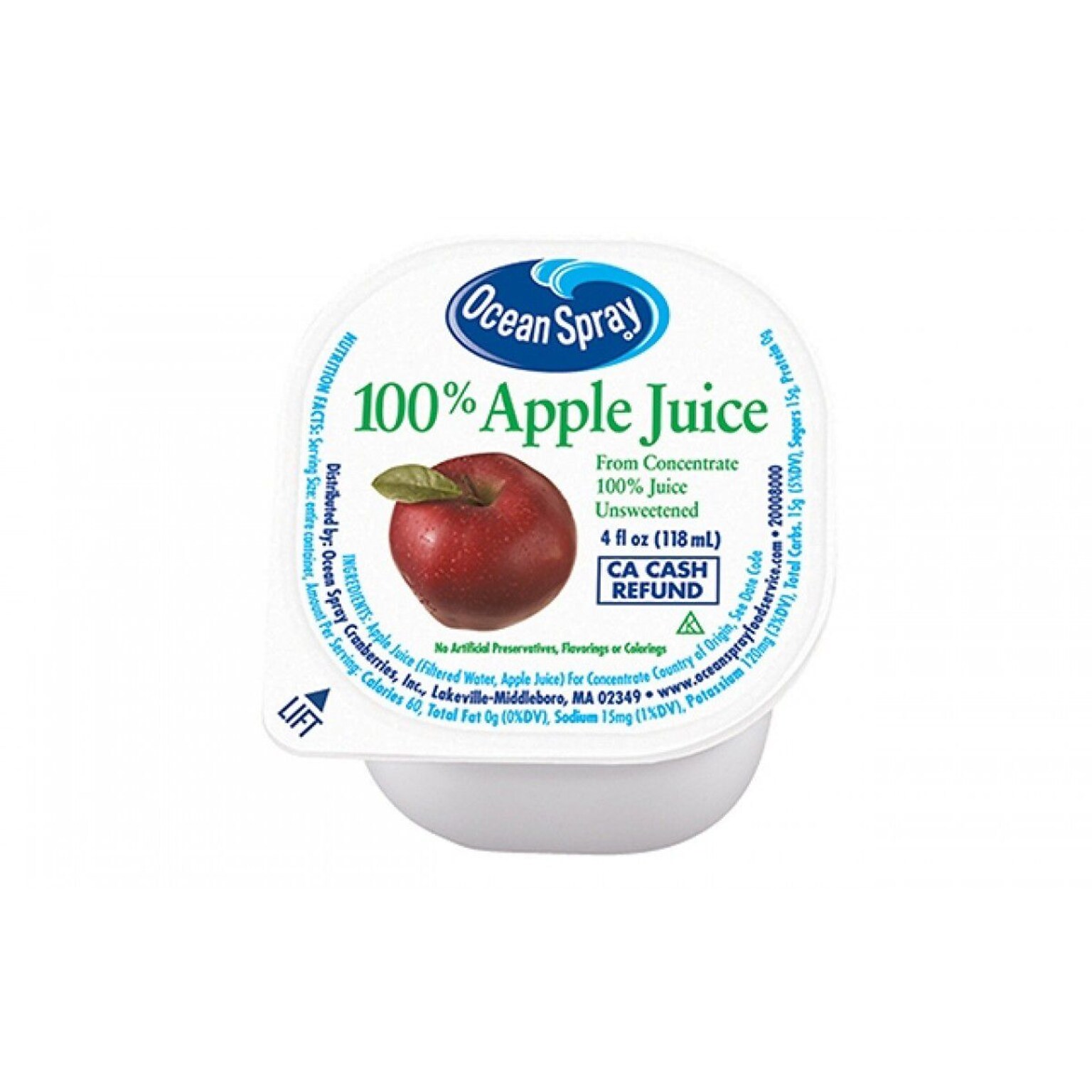Ocean Spray 100% Apple Juice, 4 oz., 48 Cups (00720)