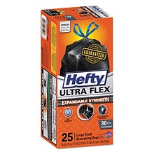 Hefty Ultra Flex 30 Gallon Trash Bag, 6 x 2.1, Low Density, 1.05 mil, Black, 150 Bags/Box (RFPE806
