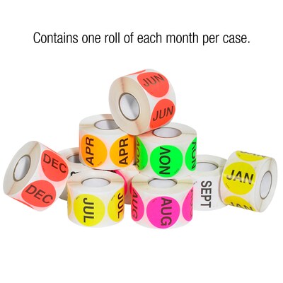 Tape Logic 2" Circle Easy Order Packs Months of The Year Pre Printed Inventory Label, 12/Case