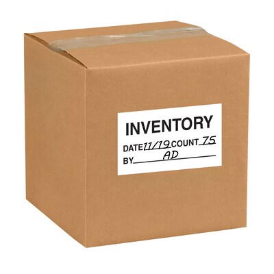 Quill Brand® "Inventory Date Count By" Labels, Black/White, 5" x 3", 500/Rl