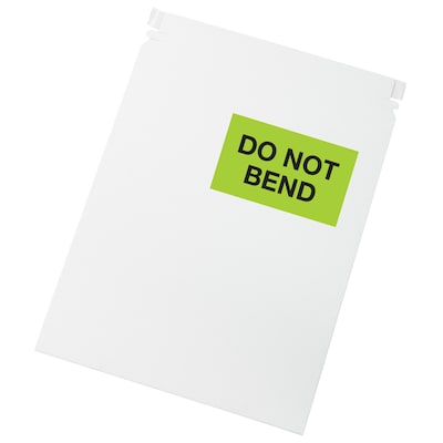 Labels, "Do Not Bend", 3" x 5", Fluorescent Green, 500/Roll (DL2343)