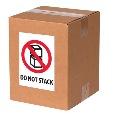 Tape Logic Labels, "Do Not Stack", 4 x 6", Red/White/Black, 500/Roll (IPM502)