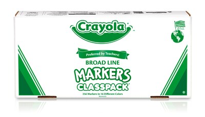 Crayola Kids Markers, Broad Line, Assorted Colors, 256/Carton (58-8201)