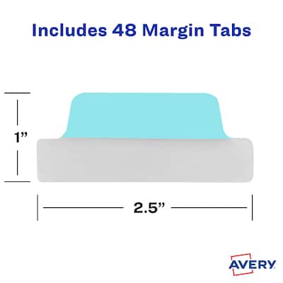 Avery UltraTabs 2.5" x 1" Margin Tabs, Assorted Pastel, 48/Pack (74867)