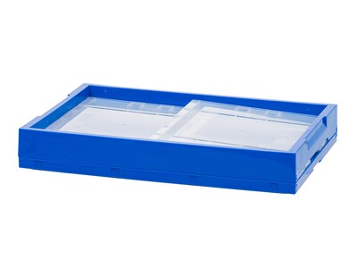 Iris 52.83 Qt. Open Lid Collapsible Storage Crate, Clear/Blue (100711)