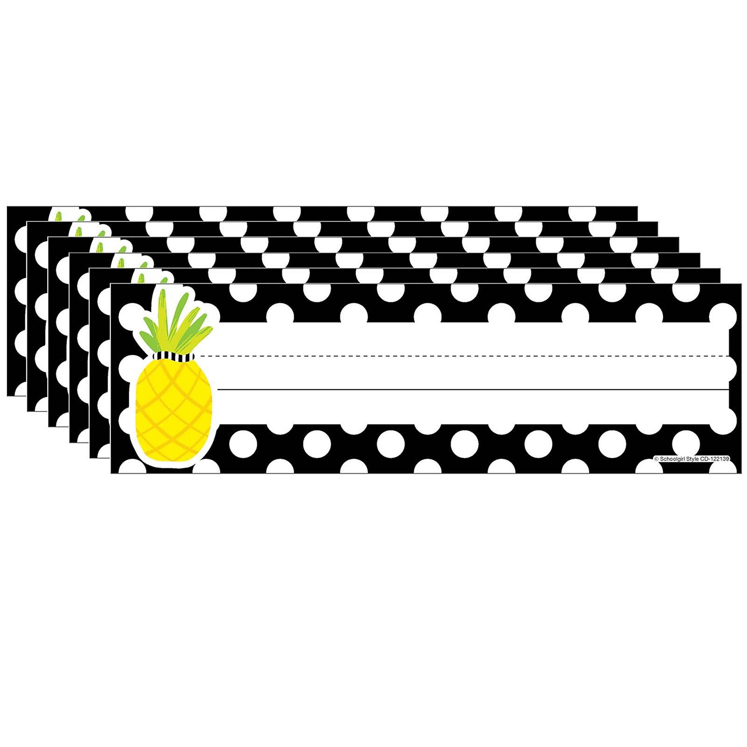 Schoolgirl Style Simply Stylish Tropical Pineapple Polka Dot Nameplates, 9.5 x 2.88, 36 Per Pack, 6 Packs (CD-122139-6)