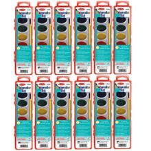 Charles Leonard Semi-Moist Watercolor Paint Set, Oval Pan with Brush, 8 Assorted Colors, 12 Sets (CH