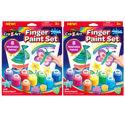 Cra-Z-Art Washable Finger Paint Set, 8 Colors Per Set, 2 Sets (CZA124064-2)