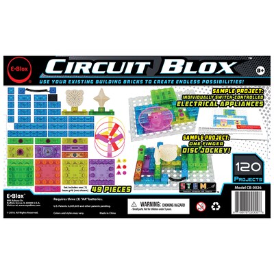 E-Blox® Circuit Blox 120, Circuit Board Building Blocks, Assorted, 49 Pieces