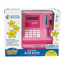 Learning Resources Pretend and Play Teaching ATM Bank, Pink (LER2625P)