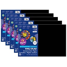 Tru-Ray 12 x 18 Construction Paper, Black, 50 Sheets/Pack, 5 Packs/Bundle (PAC103061-5)