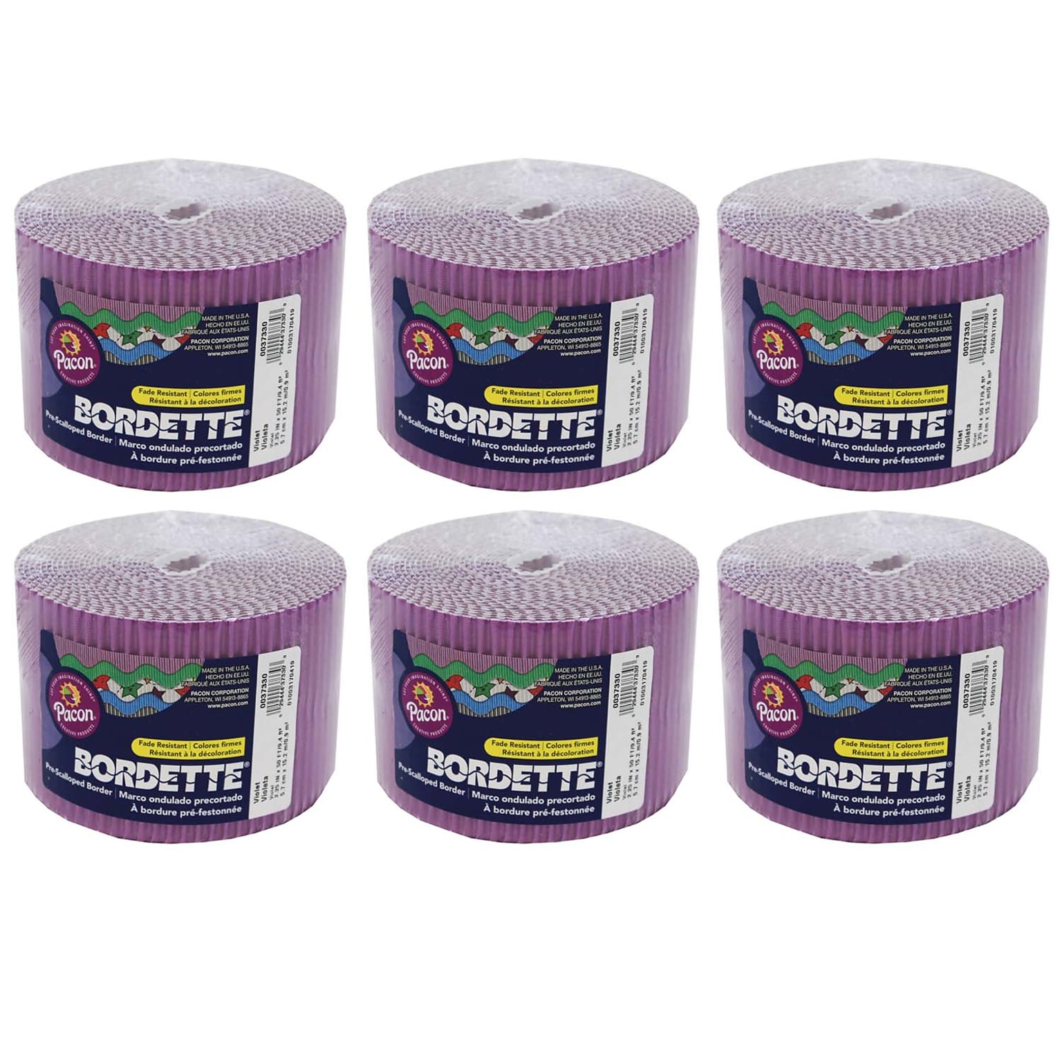 Bordette 50 x 2-1/4 Scalloped Border, Violet, 6 Rolls (PAC37336-6)