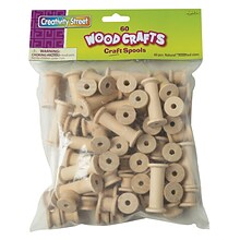 Creativity Street Wood Spools, Natural Wood, 1/2 to 2, 60 Pieces (PACAC3570)