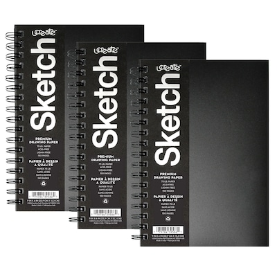 uCreate 6 x 9 Spiral Bound Sketch Book, 75 Sheets/Book, 3/Bundle (PACCAR37089-3)