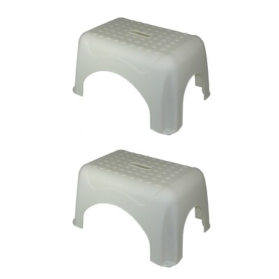Romanoff Products Plastic Step Stool, 17.5 x 12.25, White, 2/Pack (ROM91001-2)