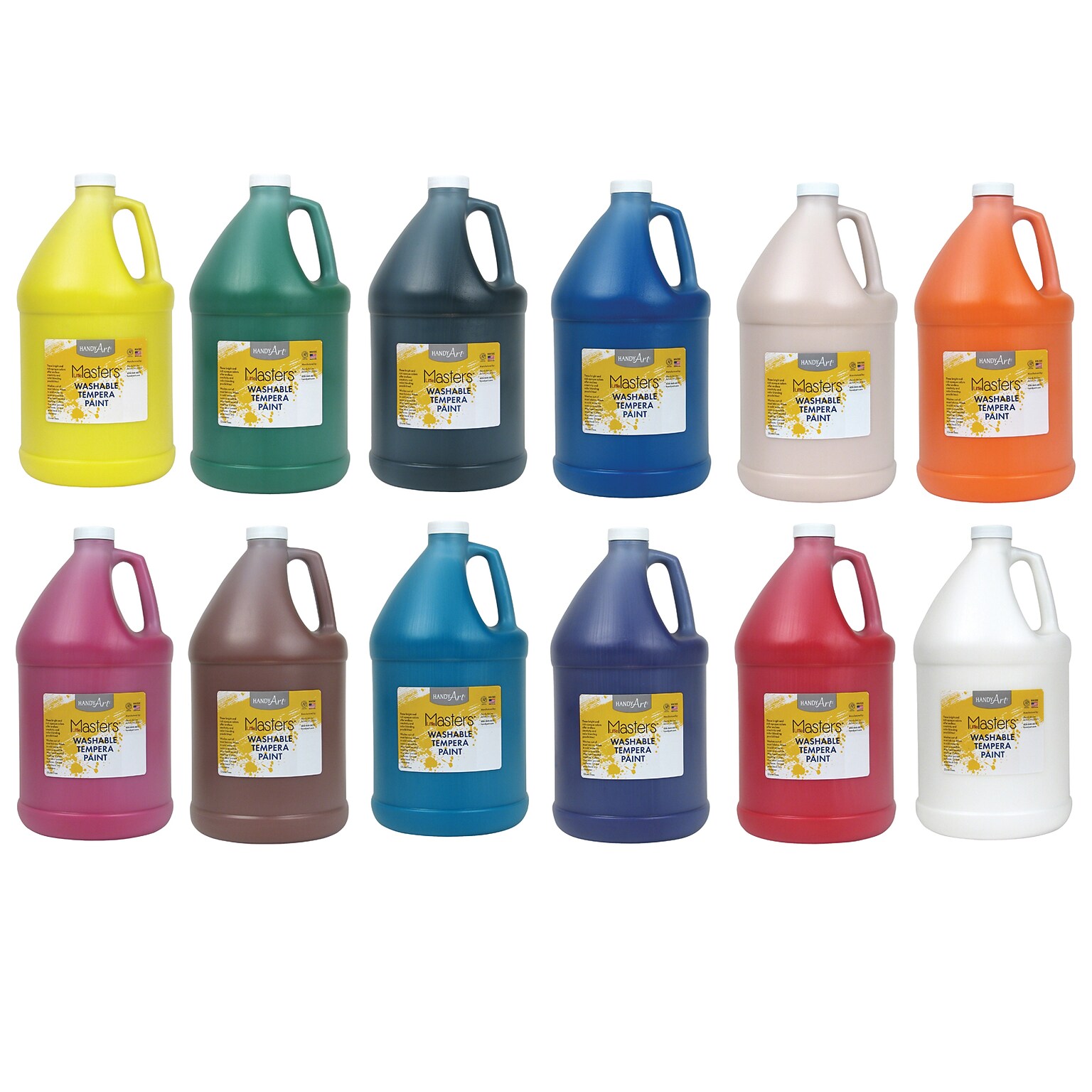 Handy Art® Little Masters® Washable Tempera Paint, 128 oz. Bottles, 12 Colors (RPCHA128ALL-12)