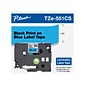 Brother P-touch TZe-551CS Laminated Label Maker Tape, 1" x 26-2/10', Black on Blue (TZe-551CS)