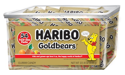 Haribo Gold-Bears Gummi Fruit, 0.4 oz, 54/Carton (209-00181)